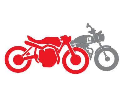 Illustration of learner and new rider bikes, red and grey